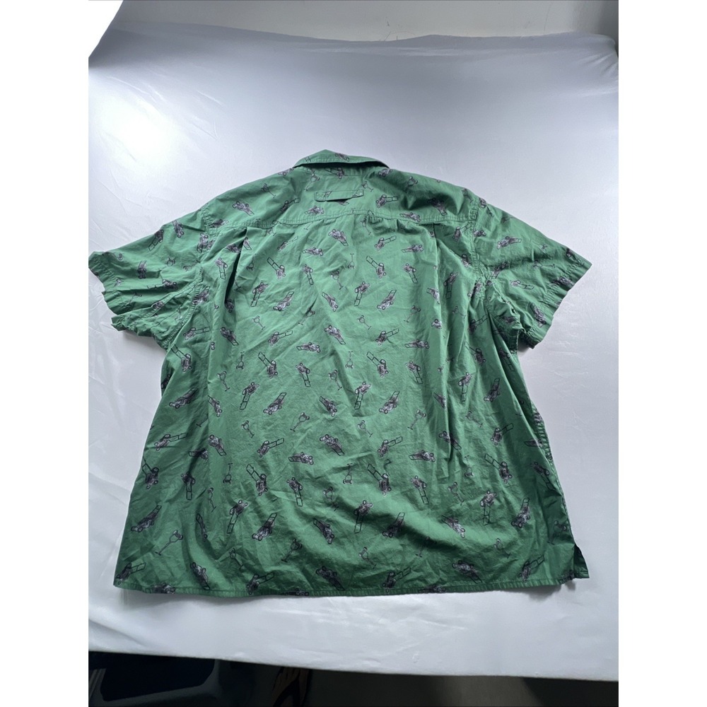 Duluth Trading Shirt Mens XXL 2XL Green Untucked Lawn Mower Print See All Pics - Picture 15 of 15